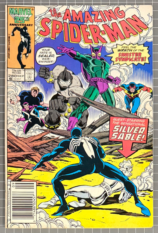 🔑 AMAZING SPIDER-MAN #280 [MARVEL COMICS] *1ST APP. SINISTER SYNDICATE* 1986 FN+