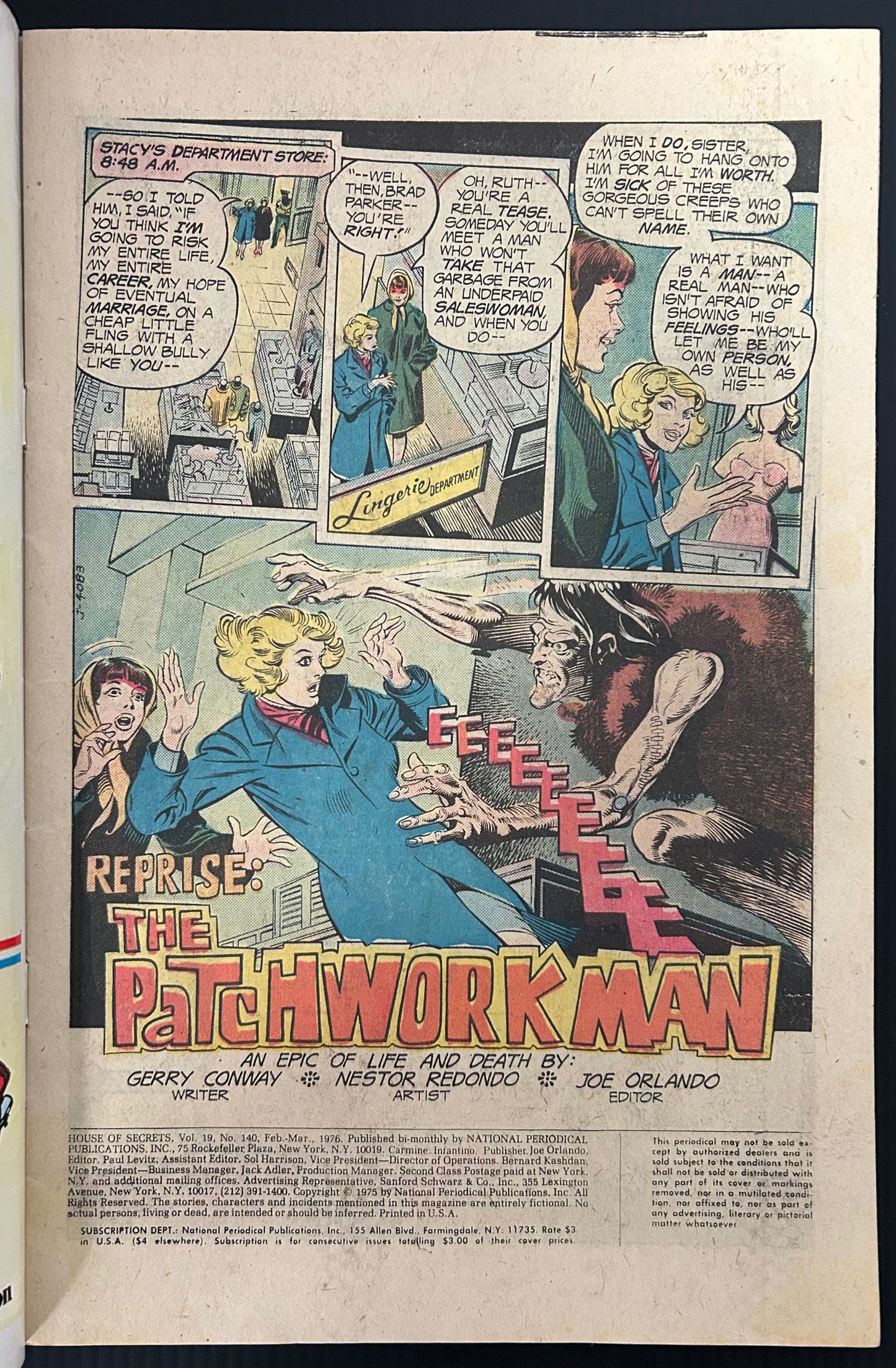 HOUSE OF SECRETS #140 [DC] COMIC 1976 VG-