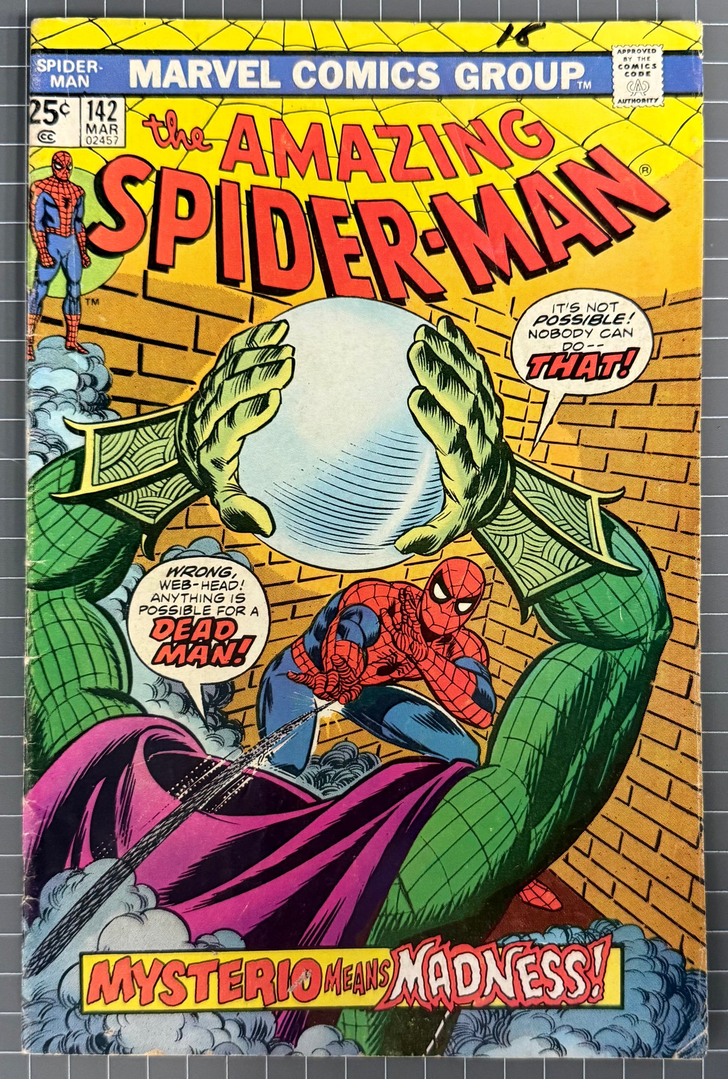🔑 AMAZING SPIDER-MAN #142 [MARVEL COMICS] *1ST CAMEO GWEN STACY CLONE* 1975 VG+