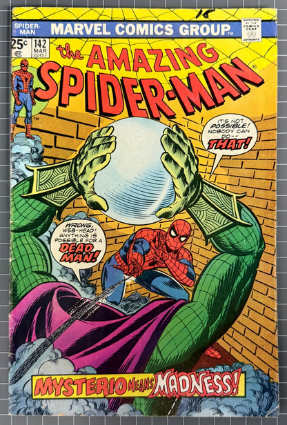 🔑 AMAZING SPIDER-MAN #142 [MARVEL COMICS] *1ST CAMEO GWEN STACY CLONE* 1975 VG+