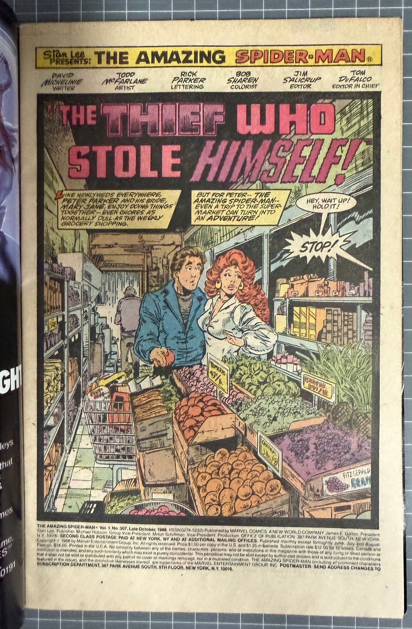 🔑 AMAZING SPIDER-MAN #307 [MARVEL COMICS] *ORIGIN OF CHAMELEON* 1988 FN/VF