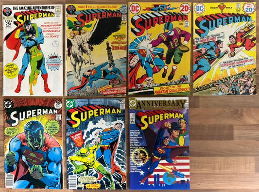 🔑 SUPERMAN #243-#400 [DC] NON SEQUENTIAL LOT 7 COMICS BRONZE AGE BUNDLE