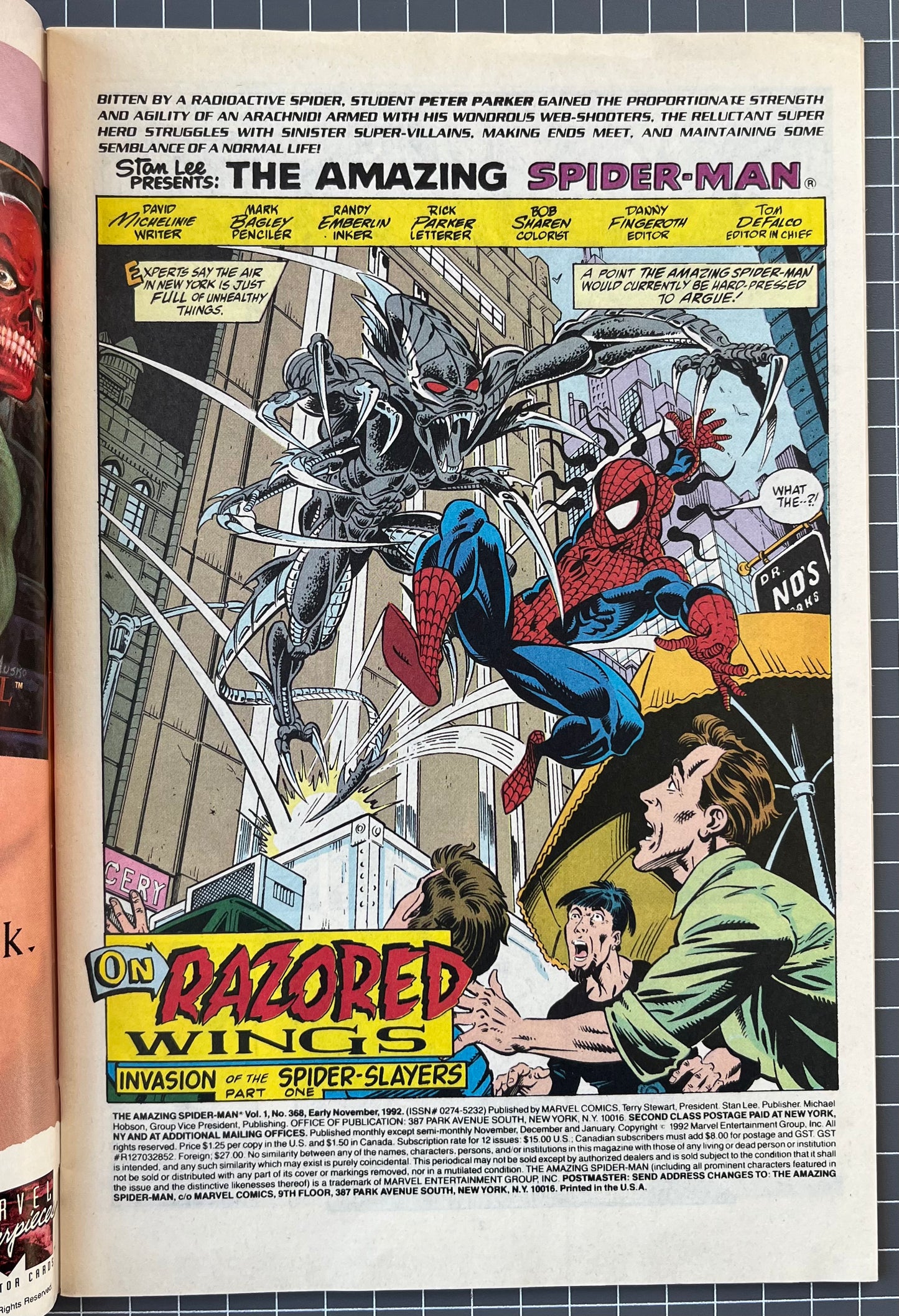 THE AMAZING SPIDER-MAN #368 [MARVEL COMICS] *PART 1 SPIDER-SLAYERS* 1992 VF+