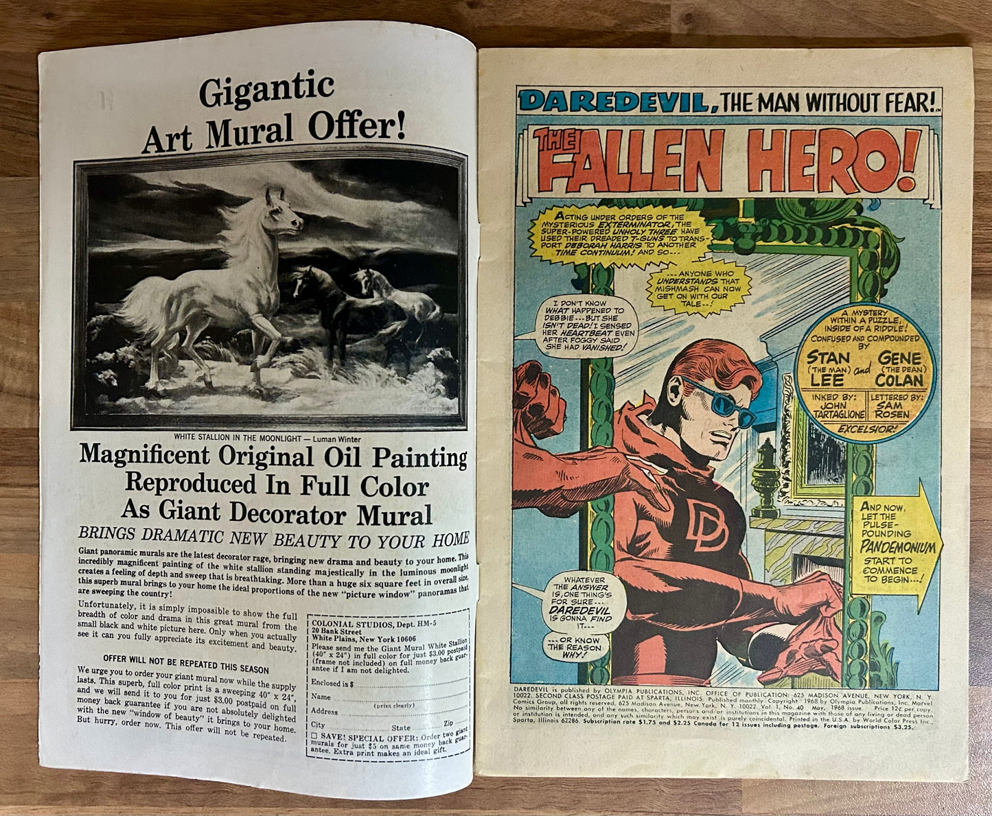 DAREDEVIL #40 [MARVEL COMICS] DIRECT 1968 VG/FN