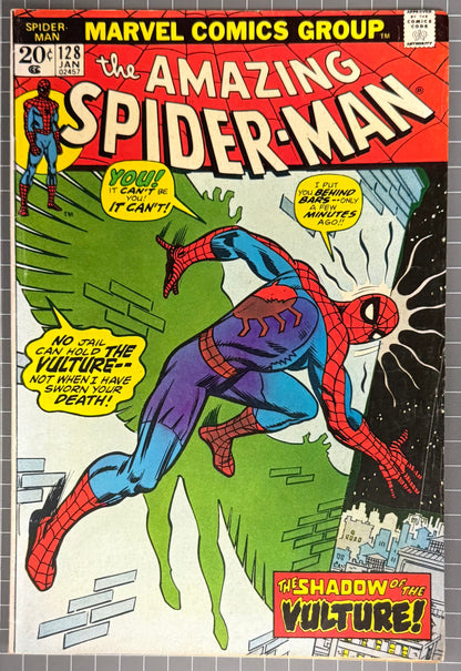 🔑 THE AMAZING SPIDER-MAN #128 [MARVEL COMICS] DIRECT 1974 FN