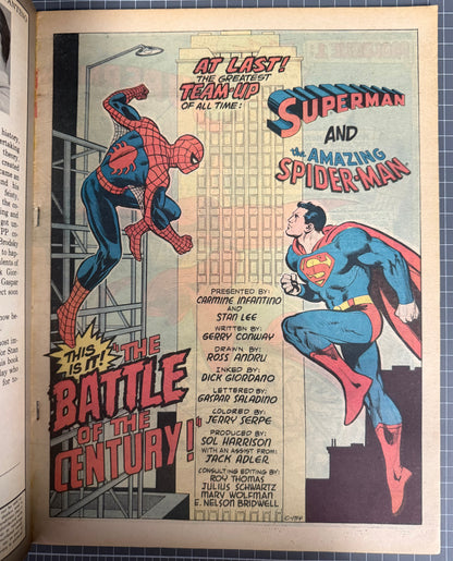 🔑 SUPERMAN VS. THE AMAZING SPIDER-MAN [DC MARVEL PRESENT] TREASURY 1976 FN+