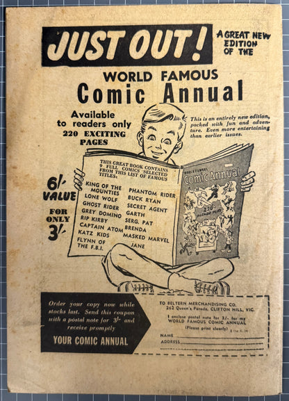 BILLY THE KID #34 (ATLAS PUBLICATIONS) AUSTRALIAN WESTERN PRE-DECIMAL COMIC 1958