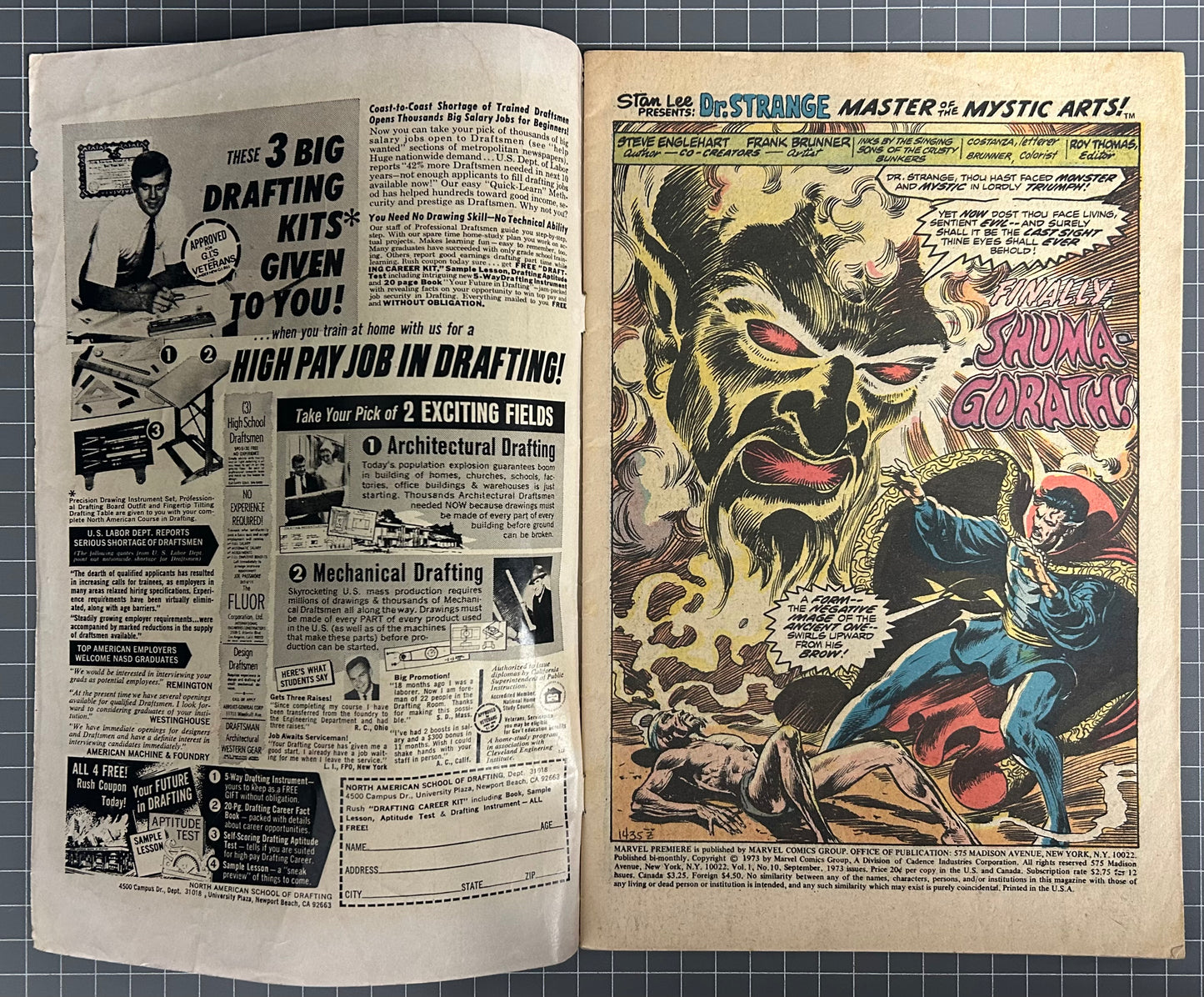 🔑 MARVEL PREMIERE #10 [MARVEL COMICS] DIRECT *SHUMA-GORATH DEBUT* 1973 VG-