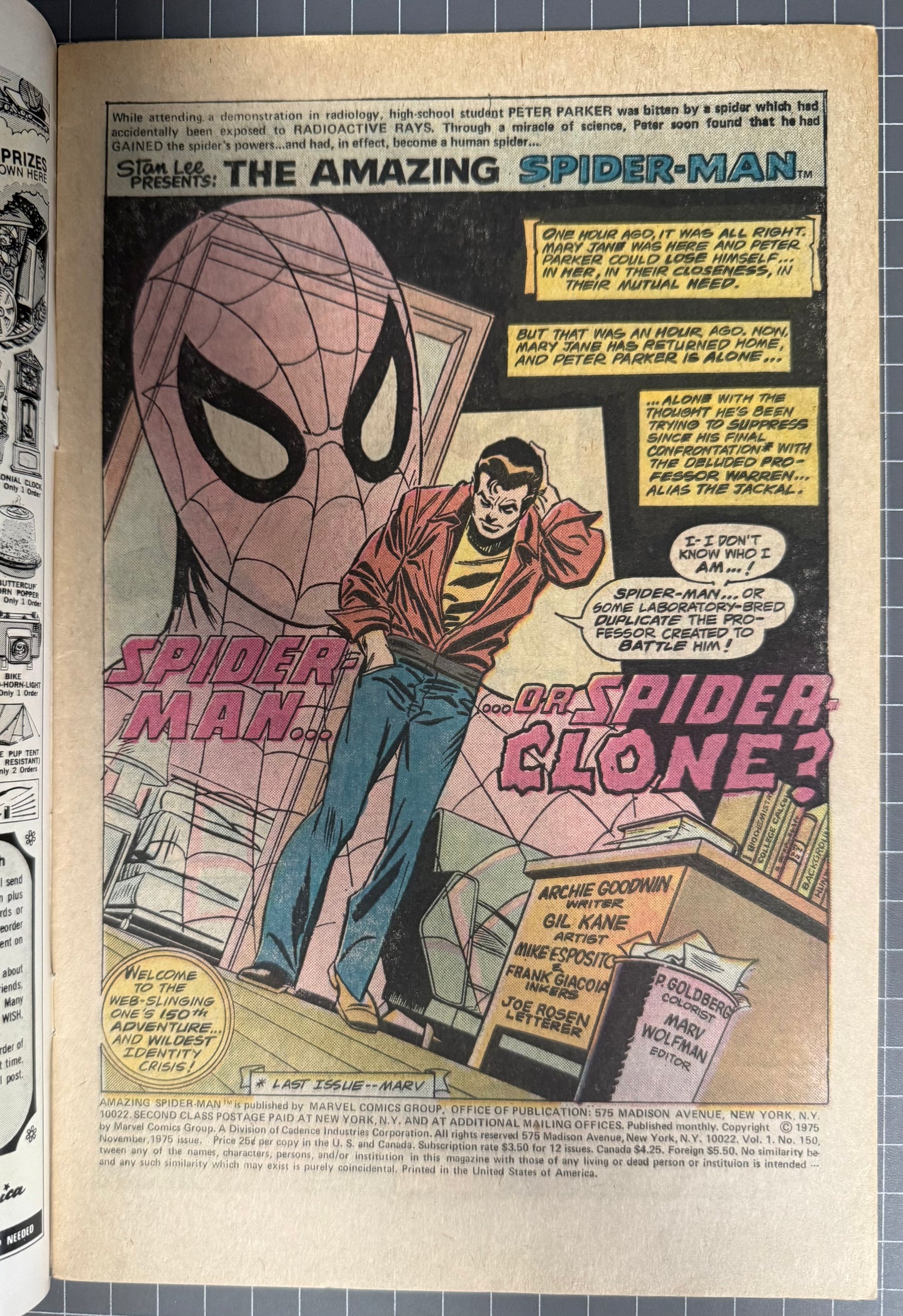 THE AMAZING SPIDER-MAN #150 [MARVEL COMICS] 1975 GD