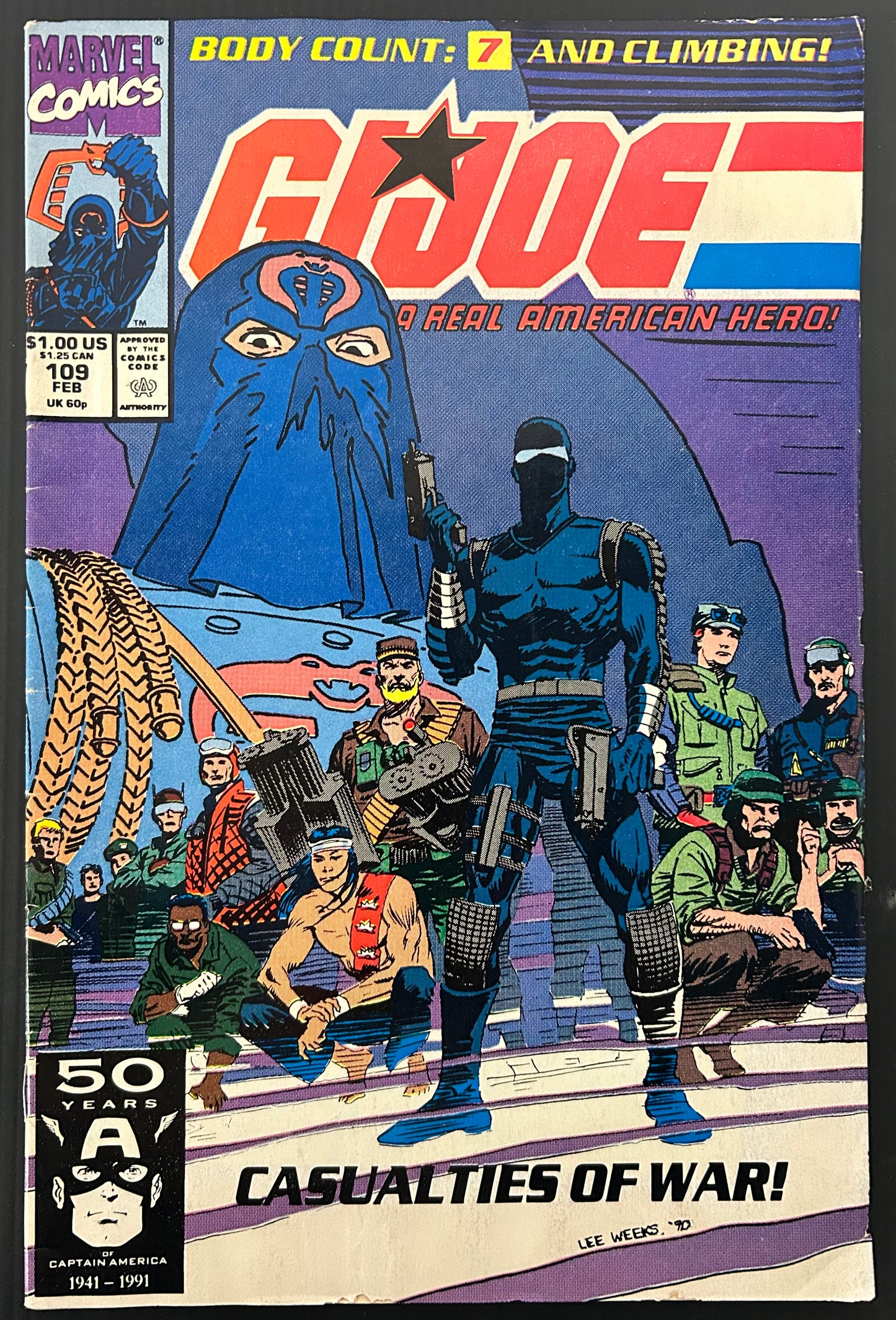 🔑 G.I. JOE: A REAL AMERICAN HERO #109 [MARVEL COMICS] DIRECT *1ST APP. COUNTDOWN* 1991 VG/FN