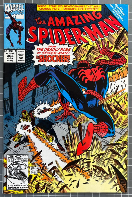 🔑 THE AMAZING SPIDER-MAN #364 [MARVEL COMICS] *1ST APP. THE WHITE* 1992 VF+