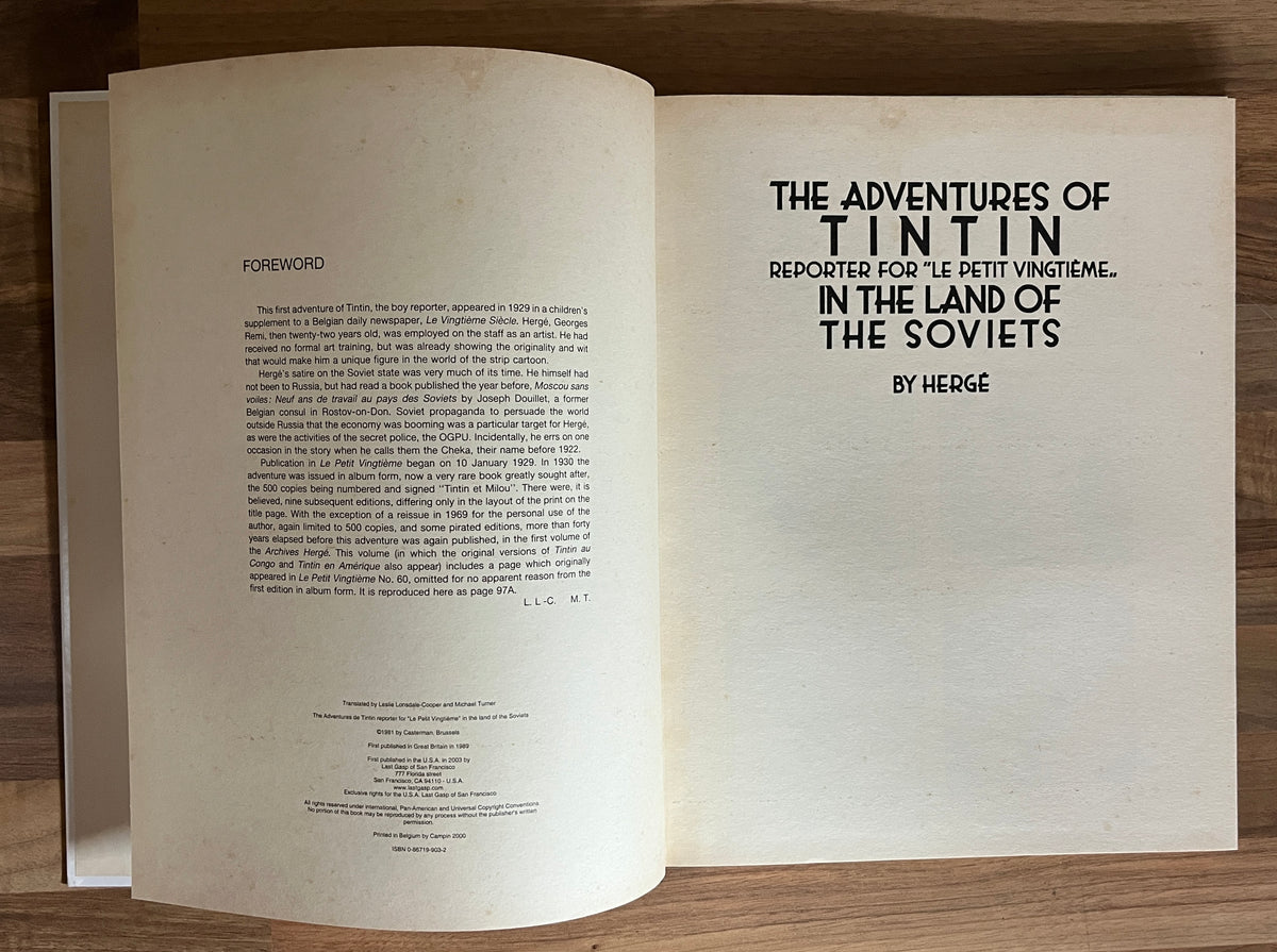 Adventures of Tintin In the Land of the Soviets HC Casterman 2003