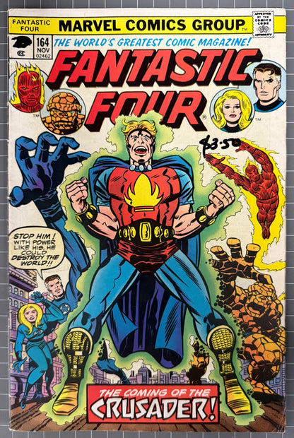 🔑 FANTASTIC FOUR #164 [MARVEL COMICS] *CRUSADER & FRANKIE RAYE DEBUT* 1975 VG/FN