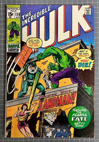 THE INCREDIBLE HULK #138 [MARVEL COMICS] DIRECT 1971