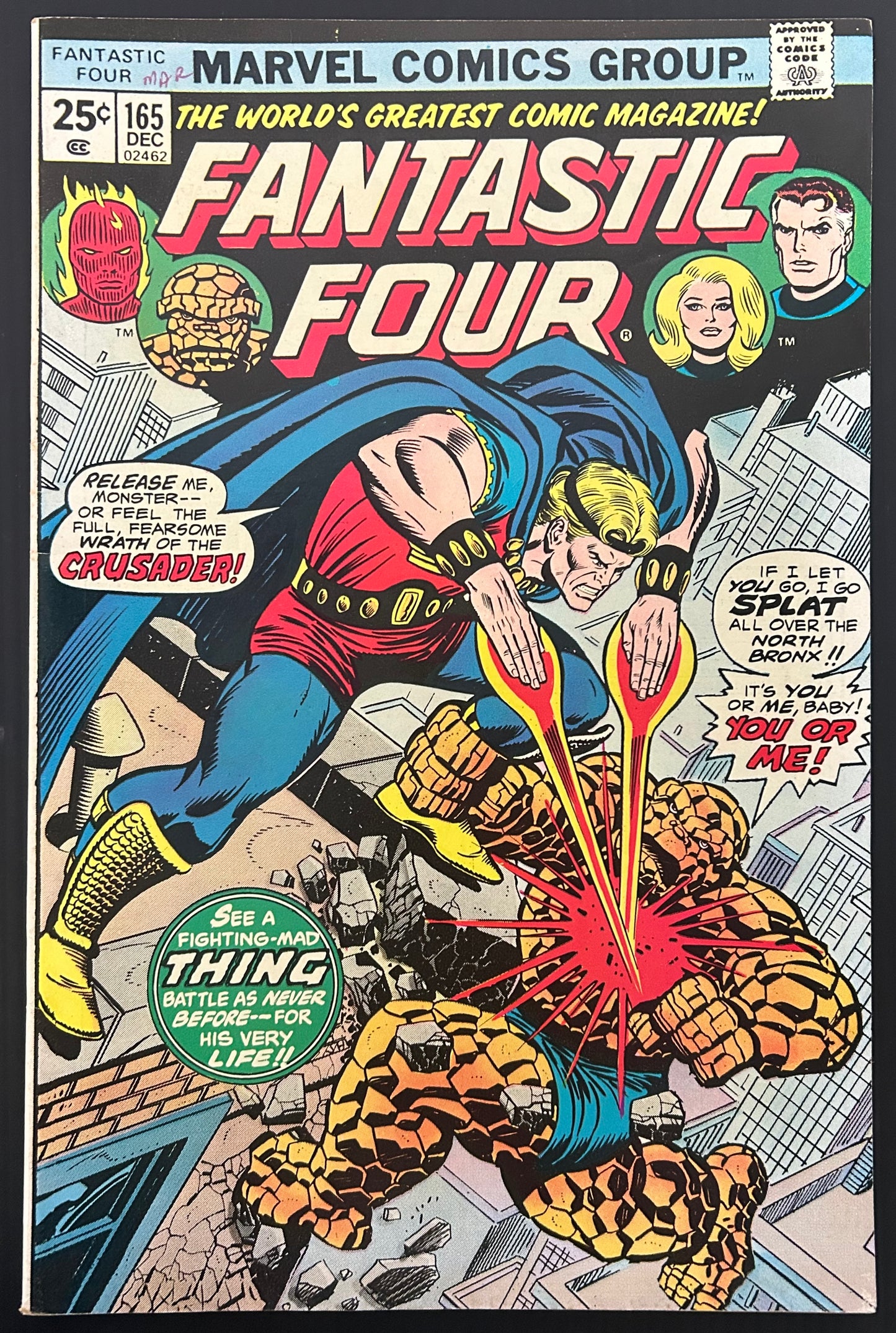🔑 FANTASTIC FOUR #165 [MARVEL COMICS] DIRECT *CRUSADER'S DEATH* 1975 VF-