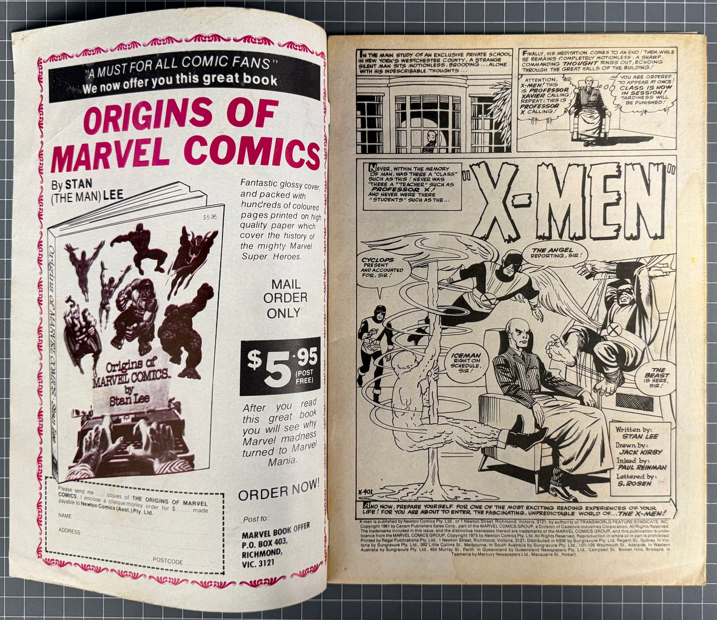 🔑 X-MEN #1 + POSTER + SWAP CARD [NEWTON COMICS] AUSTRALIAN MARVEL 1975