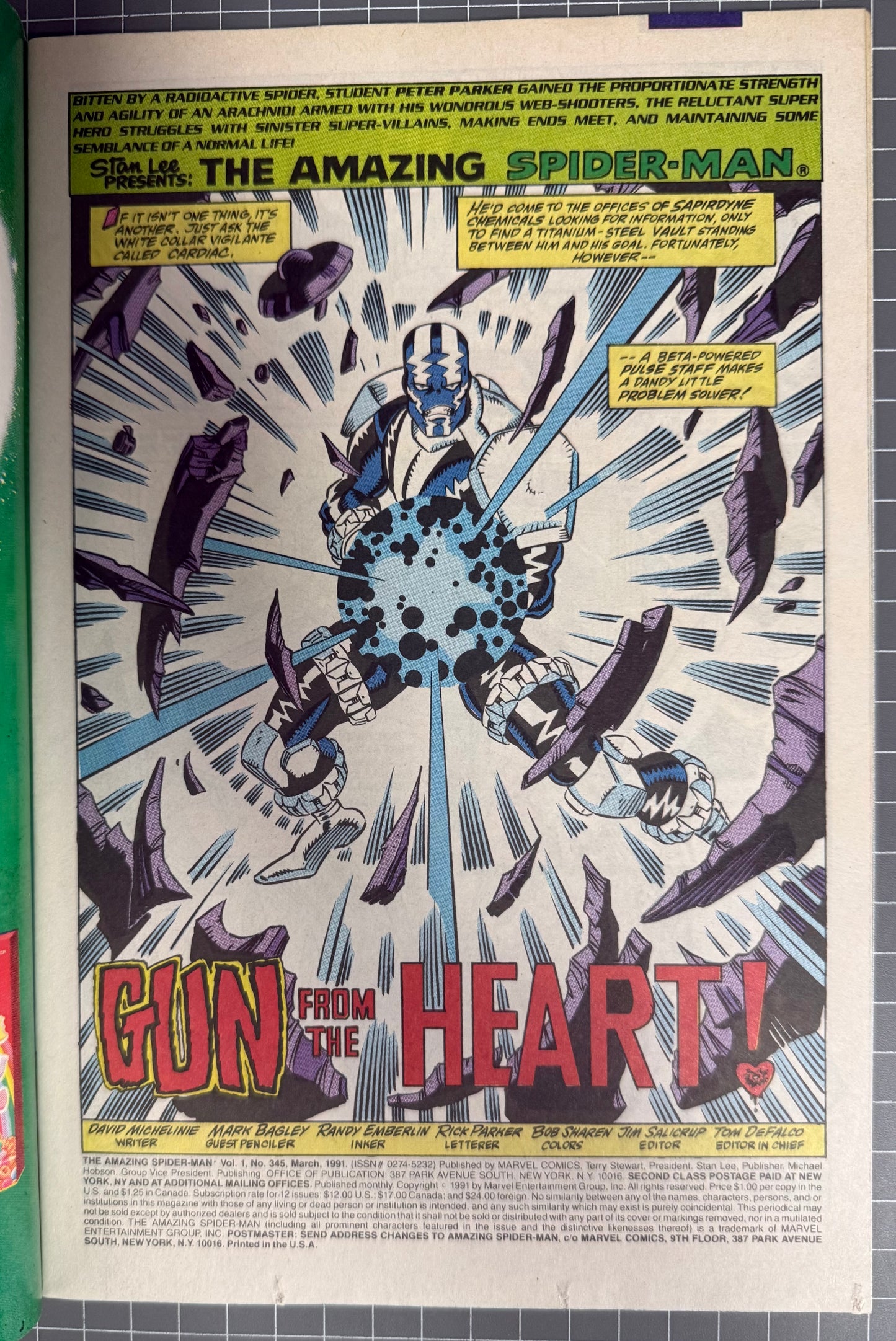 🔑 THE AMAZING SPIDER-MAN #345 [MARVEL COMICS] *CARNAGE DEBUT* 1991 NM-