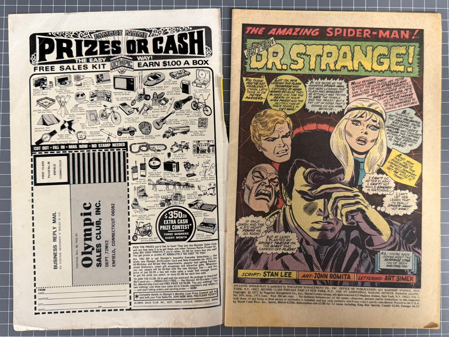 THE AMAZING SPIDER-MAN #109 [MARVEL COMICS] DIRECT *JOHN ROMITA* 1972 FR
