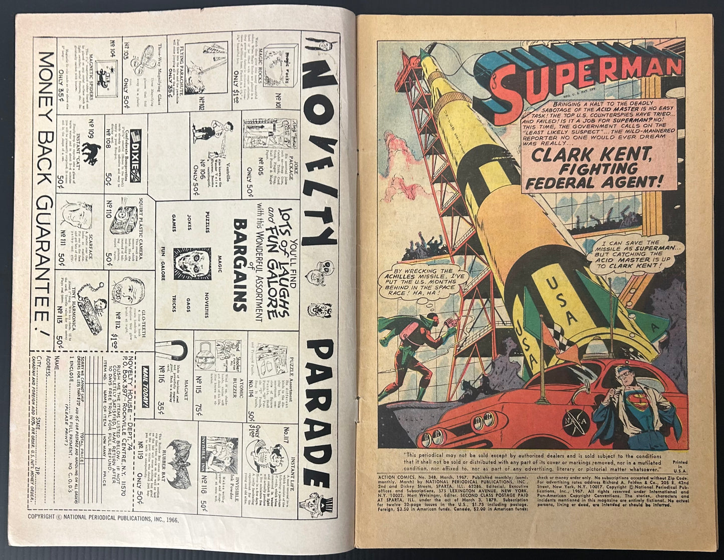 ACTION COMICS #348 [DC COMICS] DIRECT 1967 GD/VG