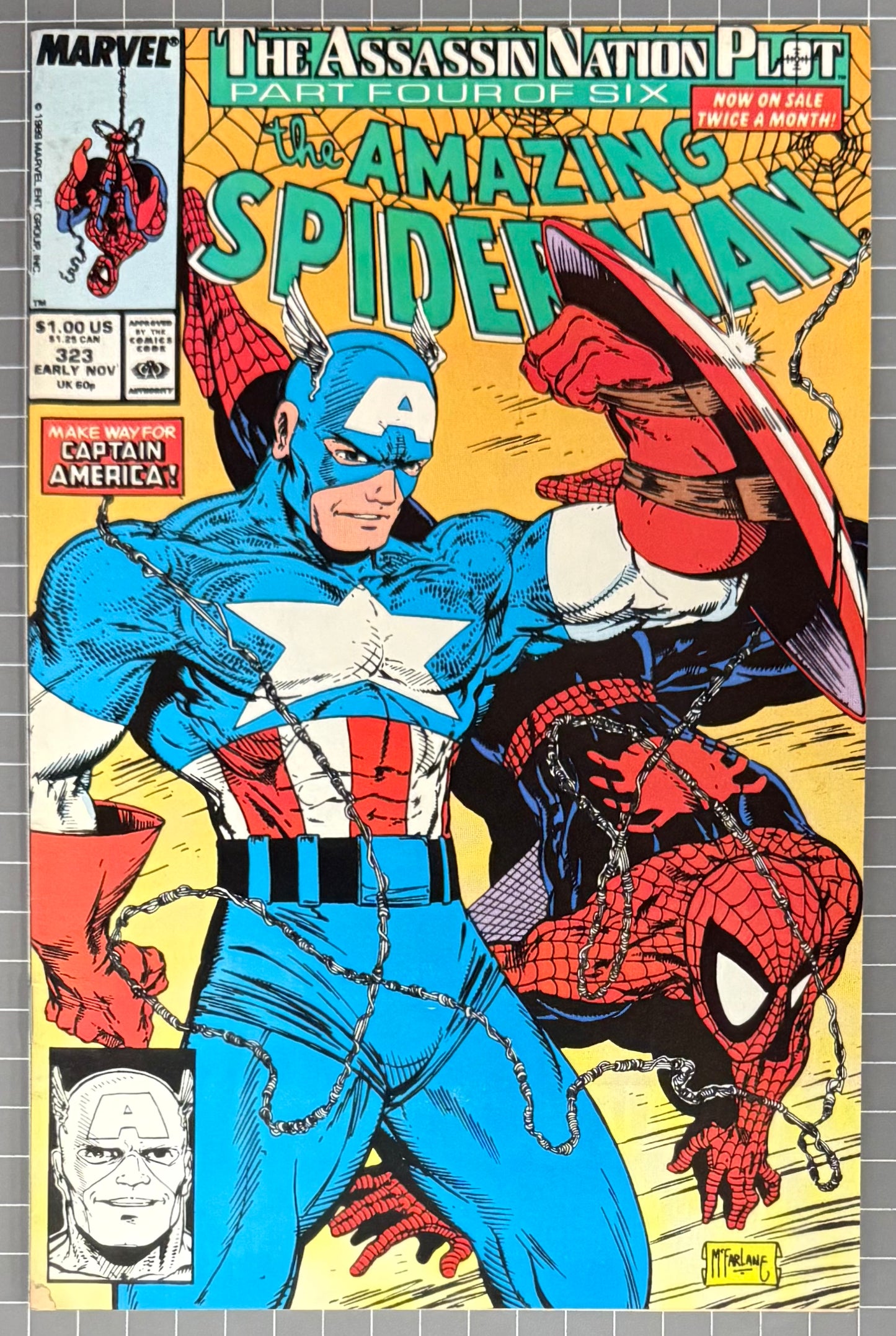 🔑 AMAZING SPIDER-MAN #323 [MARVEL COMICS] DIRECT *1ST APP. SOLO* 1989 VG/FN