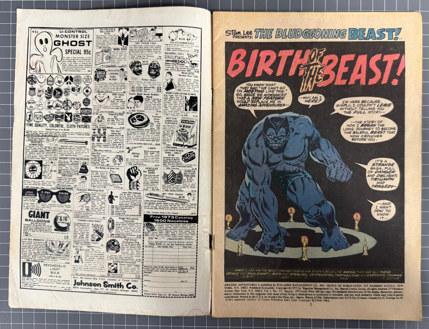 AMAZING ADVENTURES #17 [MARVEL COMICS] *BEAST* 1973 GD/VG