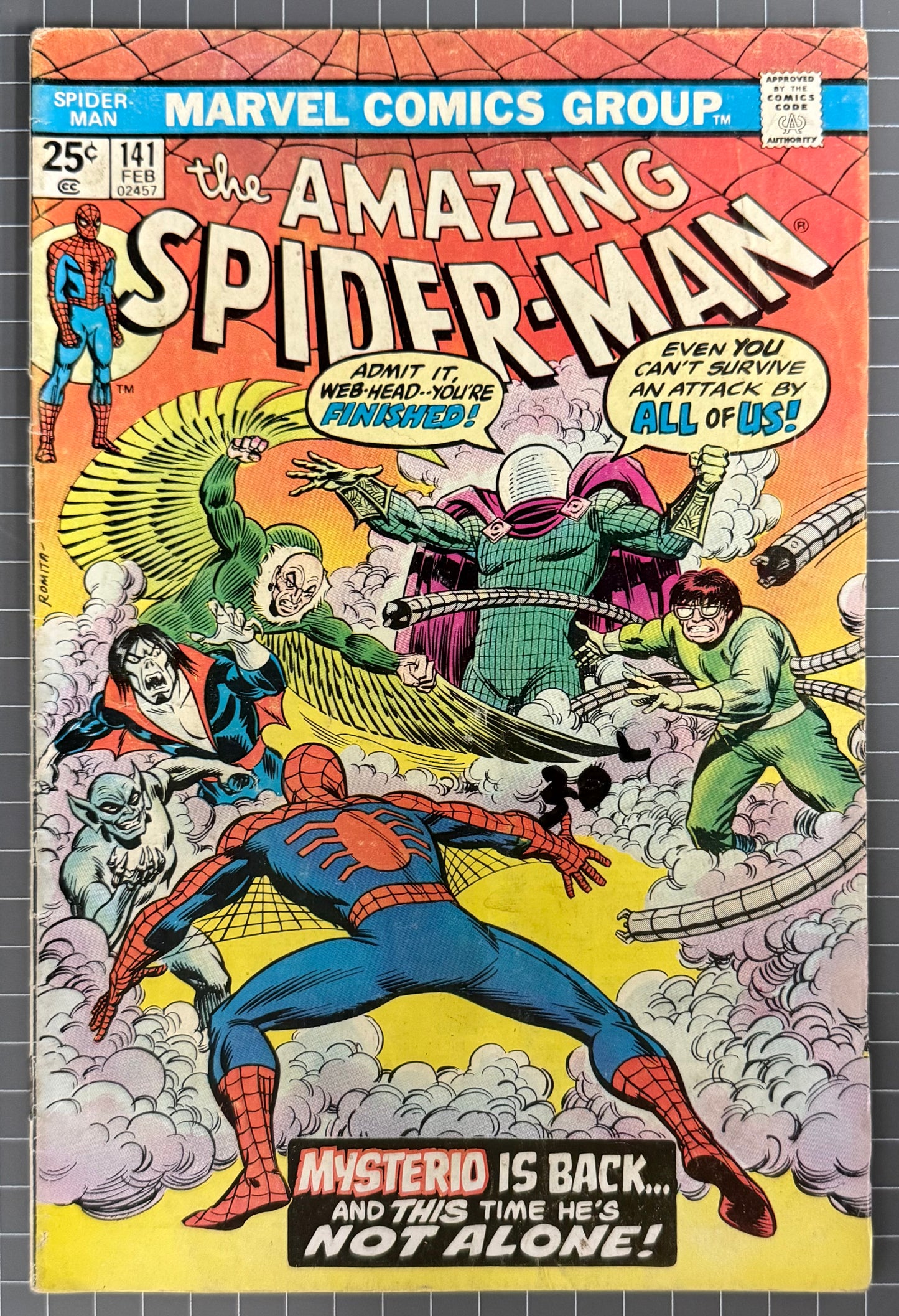 🔑 AMAZING SPIDER-MAN #141 [MARVEL COMICS] *1ST APP. 2ND MYSTERIO* 1975 VG/FN