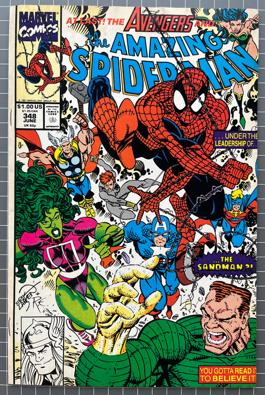 THE AMAZING SPIDER-MAN #348 [MARVEL COMICS] DIRECT 1991 VF-
