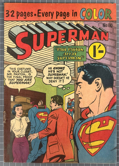 SUPERMAN #110 [COLOUR COMICS] AUSTRALIAN PRE-DECIMAL *SCARCE* 1956