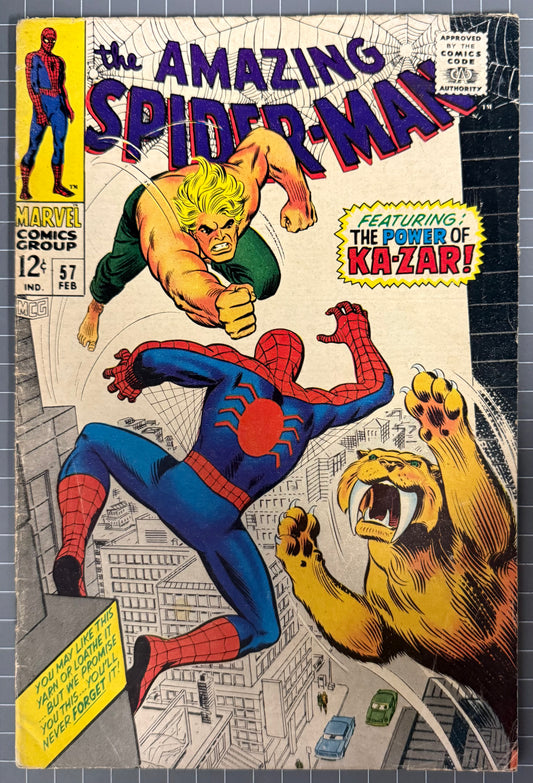 🔑 THE AMAZING SPIDER-MAN #57 [MARVEL COMICS] *JOHN ROMITA* 1968 VG-