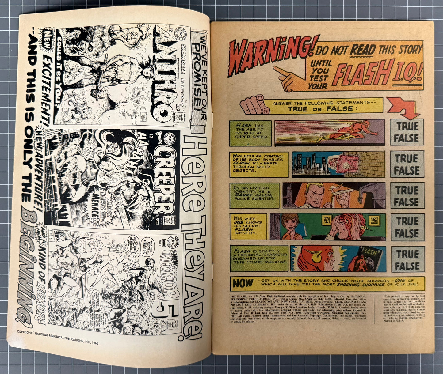 🔑 THE FLASH #179 [DC COMICS] *INTRO. EARTH-PRIME* 1968 VG