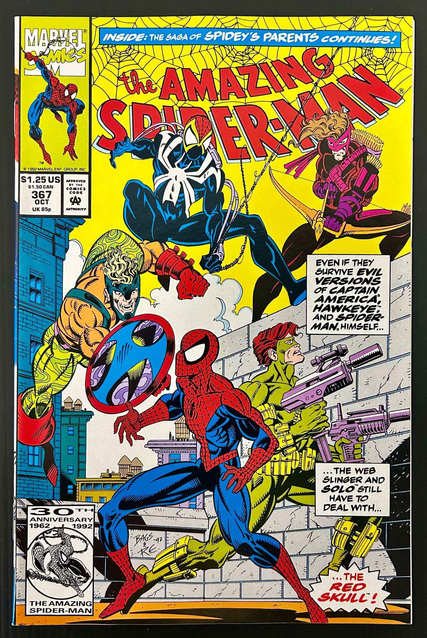 🔑 THE AMAZING SPIDER-MAN #367 [MARVEL COMICS] *BLOOD SPIDER DEBUT* 1992 VF/NM