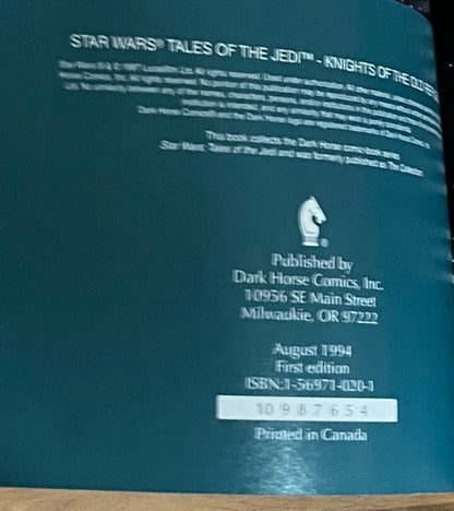 Star Wars: Tales of the Jedi - Knights of the Old Republic TPB 1st Edition, Dark Horse