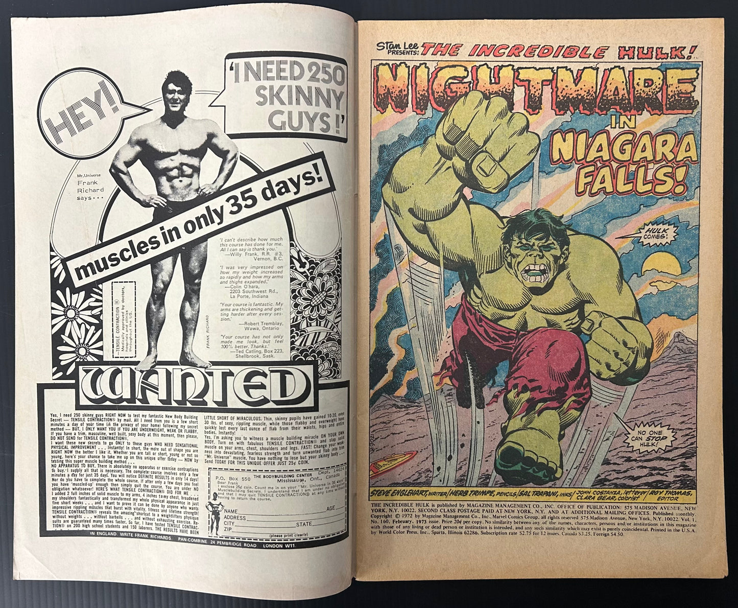 THE INCREDIBLE HULK #160 [MARVEL COMICS] DIRECT 1973 VG+