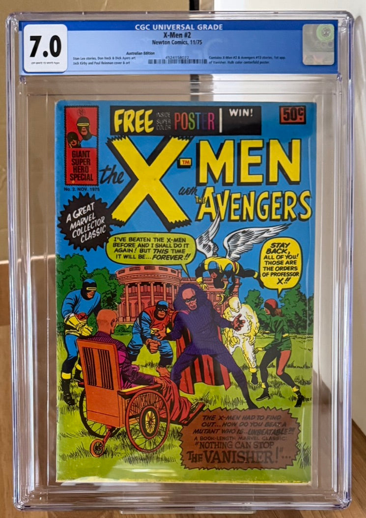 🔑 THE X-MEN #2 CGC 7.0 + POSTER [NEWTON COMICS] AUSTRALIAN MARVEL 1975