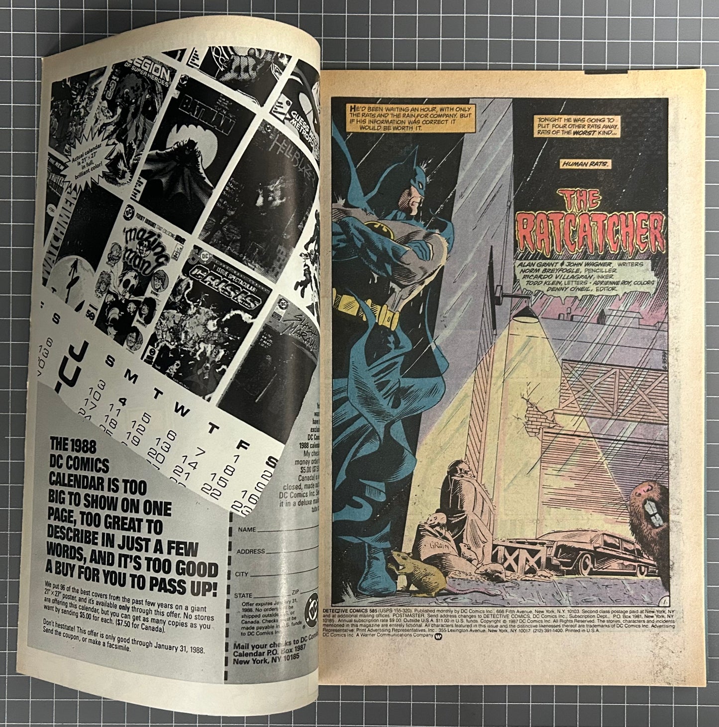 🔑 DETECTIVE COMICS #585 [DC COMICS] *RATCATCHER DEBUT* 1988 VF
