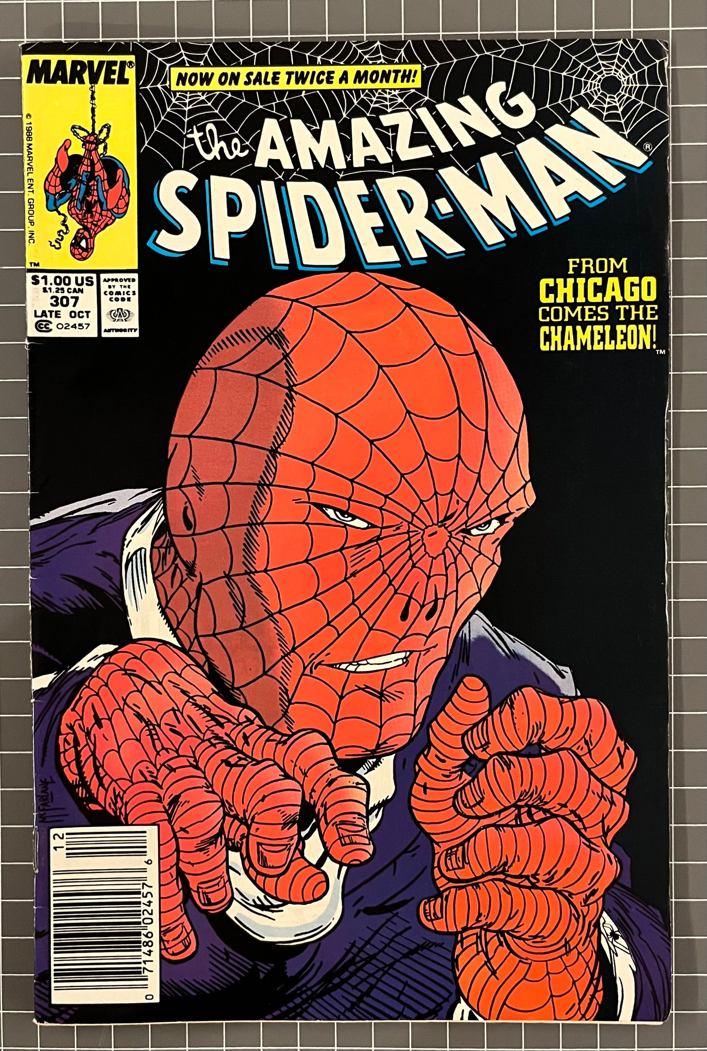 🔑 AMAZING SPIDER-MAN #307 [MARVEL COMICS] *ORIGIN OF CHAMELEON* 1988 VG/FN
