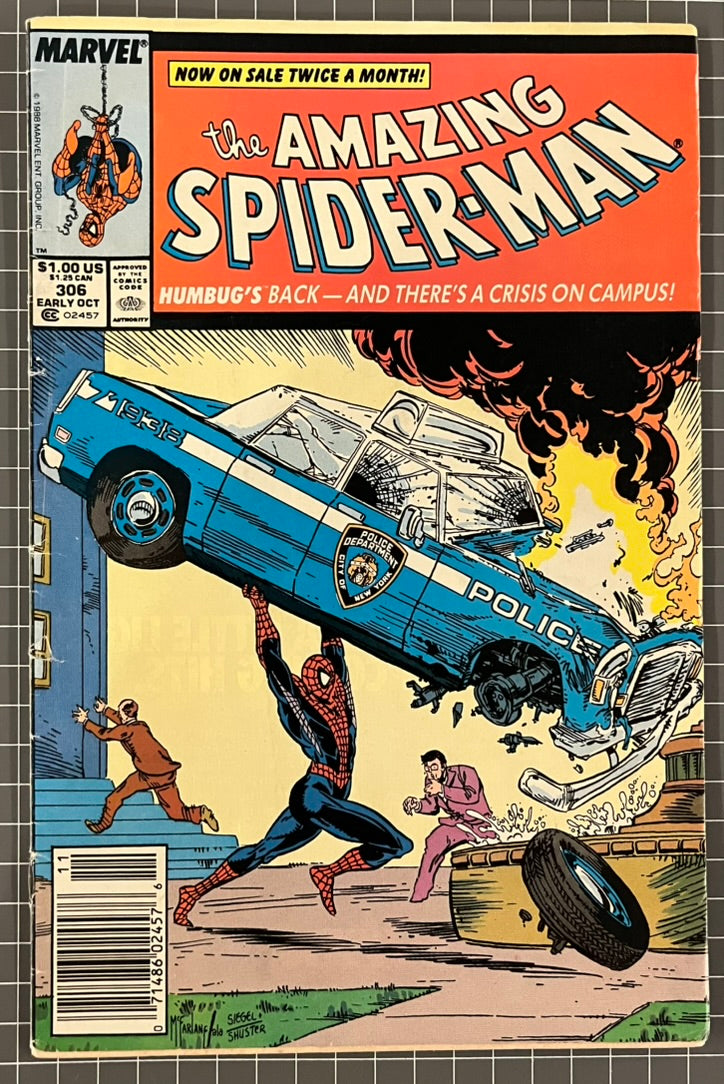 🔑 THE AMAZING SPIDER-MAN #306 [MARVEL COMICS] *TODD MCFARLANE COVER* 1988 VG-