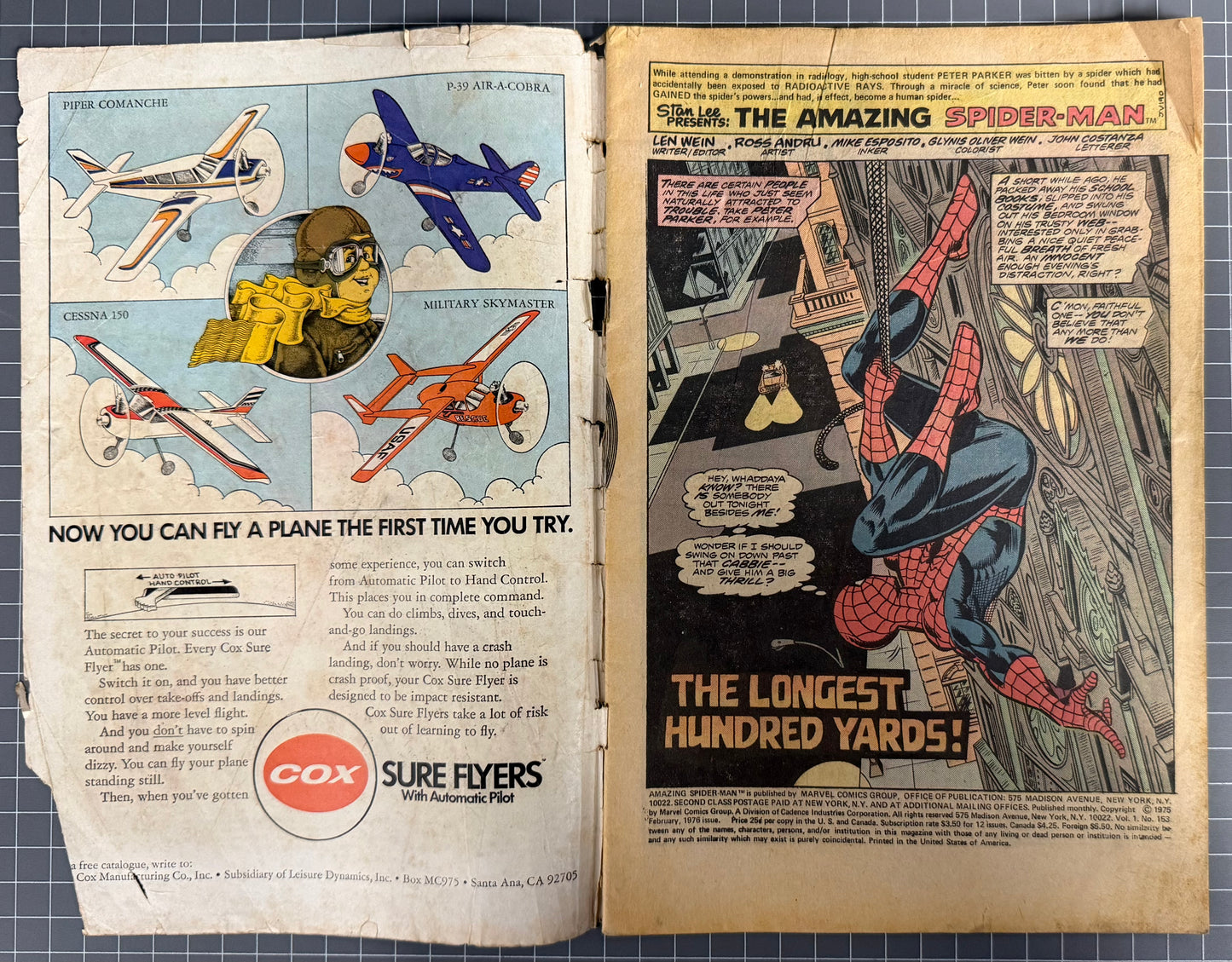 THE AMAZING SPIDER-MAN #153 [MARVEL COMICS] *JOHN ROMITA COVER* 1976 GD-