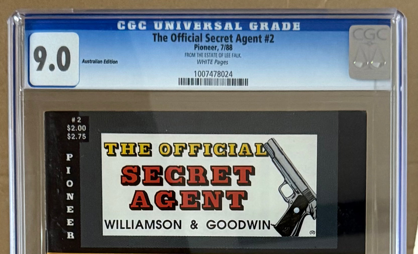 OFFICIAL SECRET AGENT #2 [PIONEER] CGC 9.0 *FROM THE ESTATE OF LEE FALK* 1988