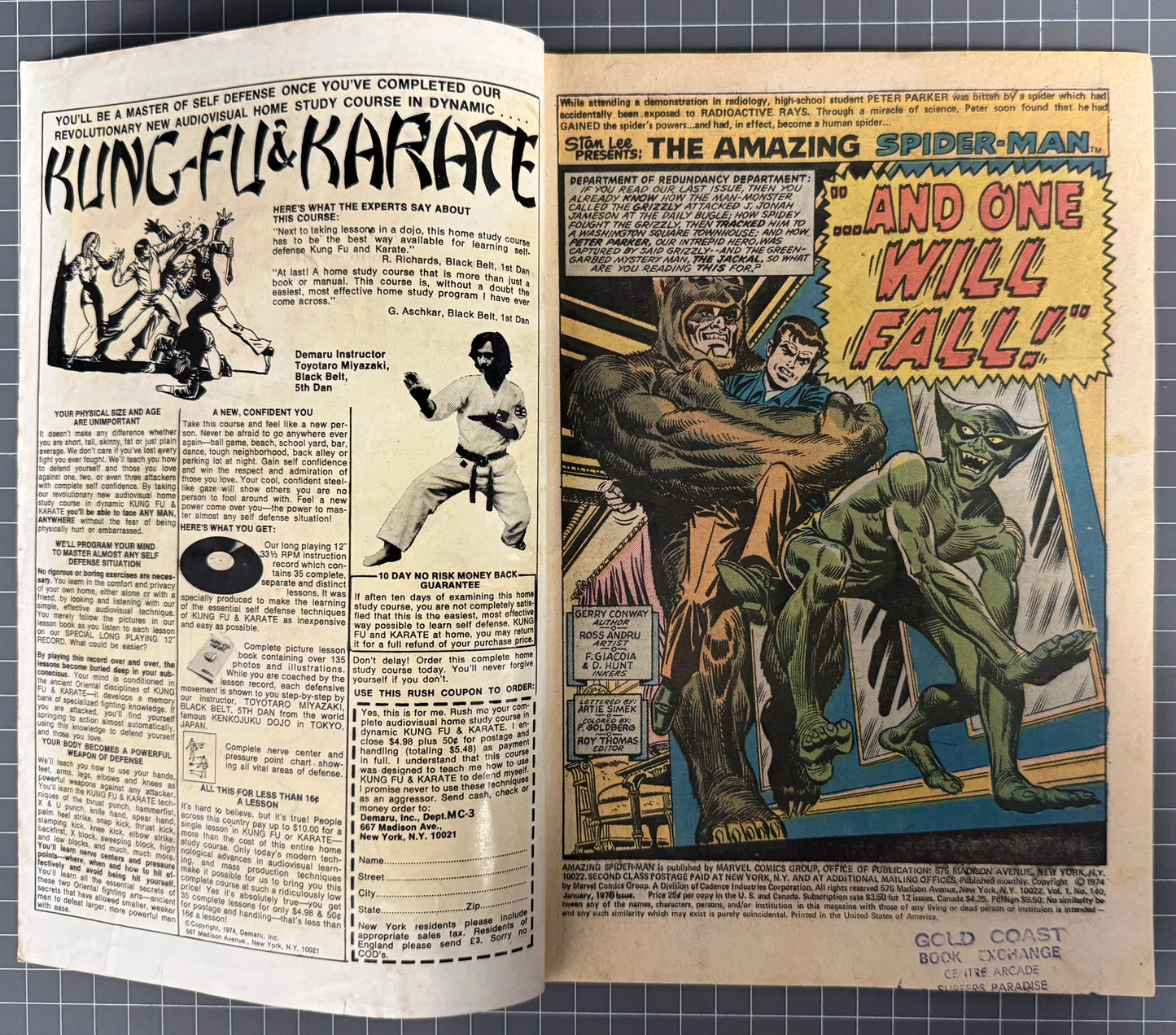 🔑 AMAZING SPIDER-MAN #140 [MARVEL COMICS] *1ST APP. GLORIA GRANT* 1975 GD+