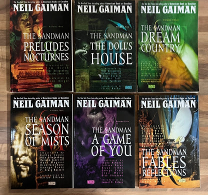 The Sandman Vol 1-6 TPBs Gaiman Vertigo Preludes Dolls House Season of Mists etc
