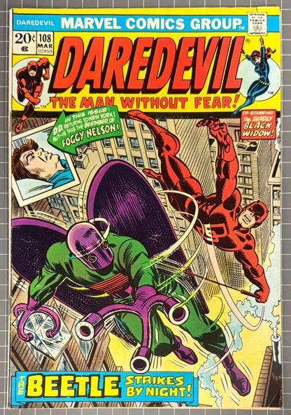 🔑 DAREDEVIL #108 [MARVEL COMICS] DIRECT *1ST APP. BLACK SPEKTRE* 1974 FN/VF