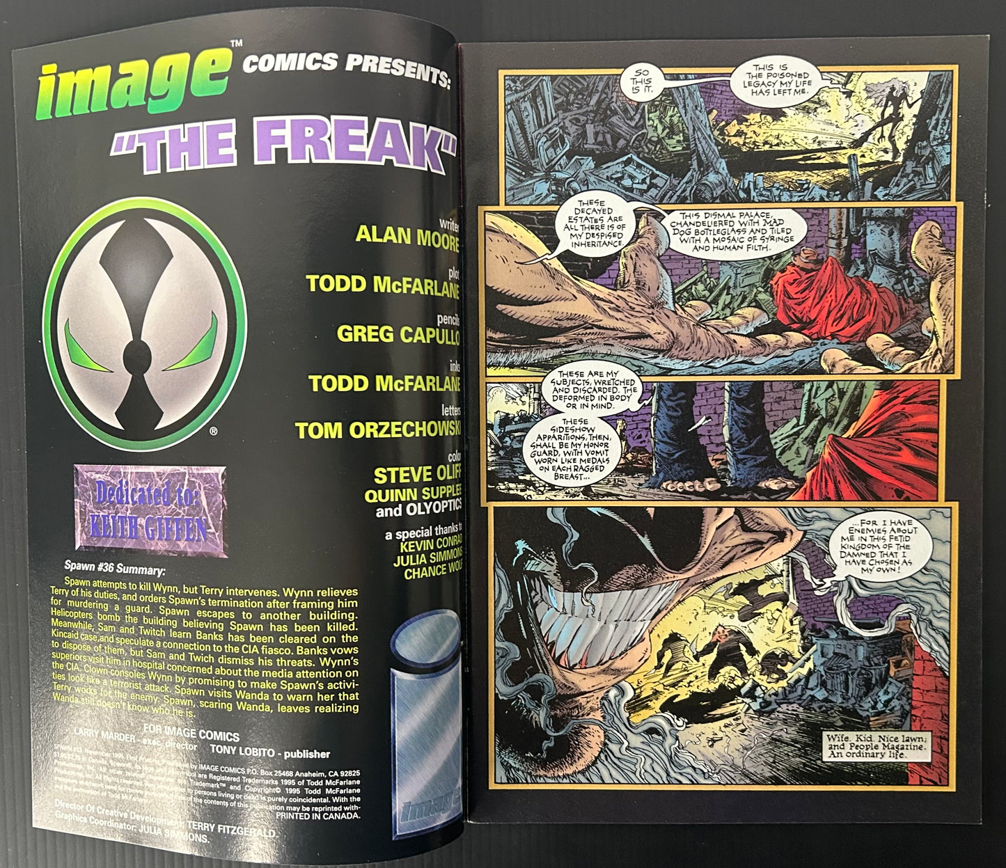 🔑 SPAWN #37 [IMAGE COMICS] DIRECT *1ST APP. THE FREAK* 1995 NM