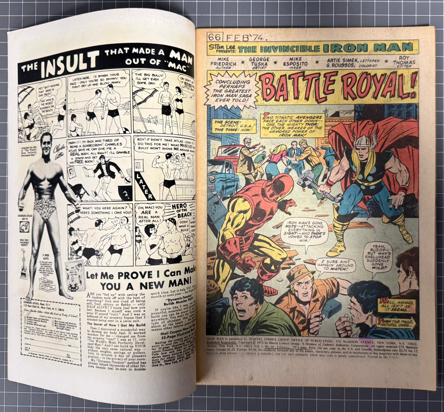 IRON MAN #66 [MARVEL COMICS] DIRECT 1974 FN/VF