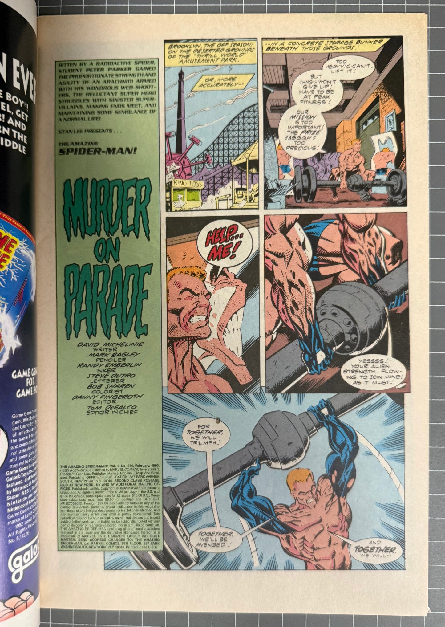 THE AMAZING SPIDER-MAN #374 [MARVEL COMICS] DIRECT *VENOM* 1993 VF