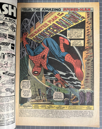 🔑 THE AMAZING SPIDER-MAN #132 [MARVEL COMICS] DIRECT 1974 VG