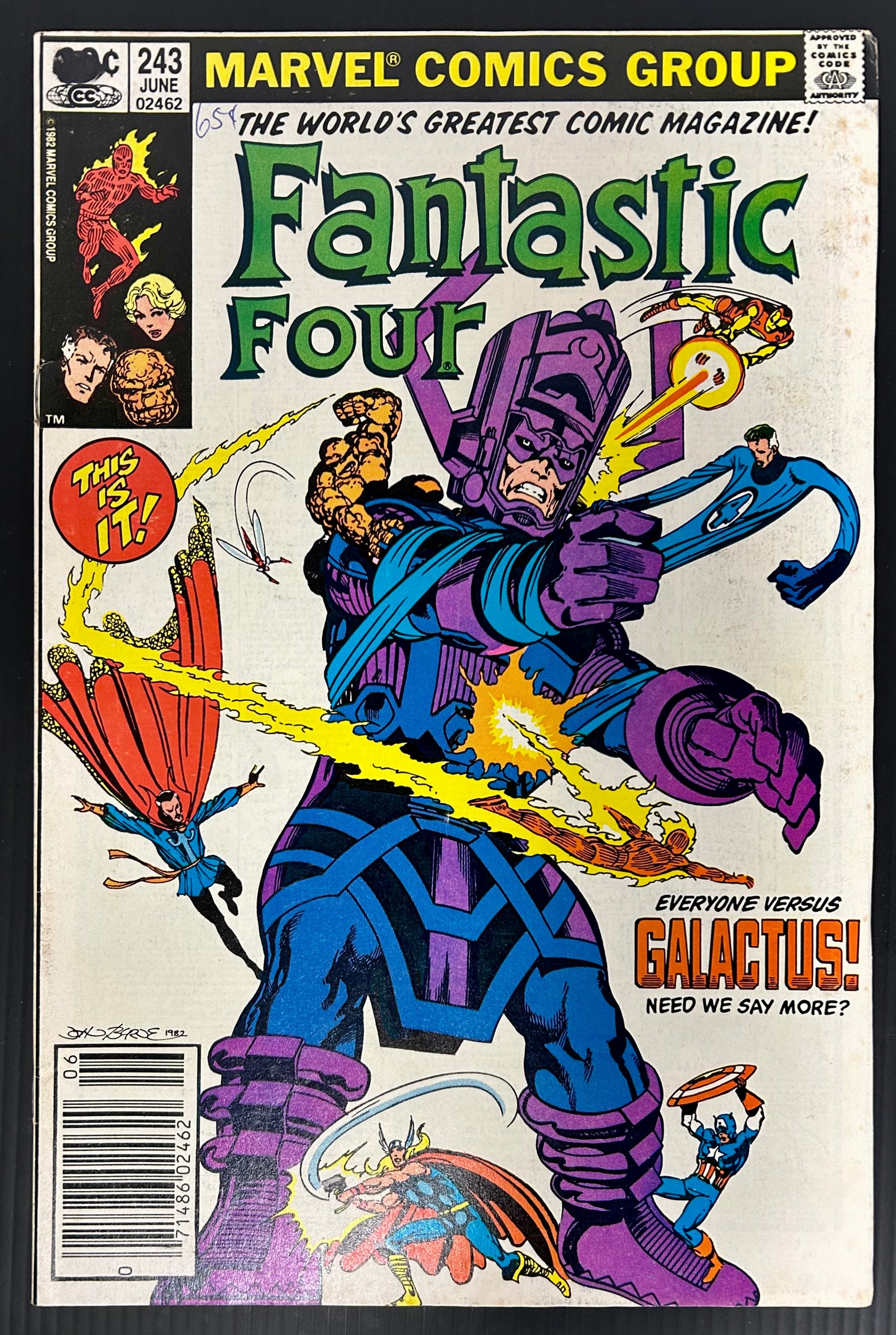 🔑 FANTASTIC FOUR #243 [MARVEL COMICS] NEWSSTAND *ICONIC COVER ART* 1982 VG