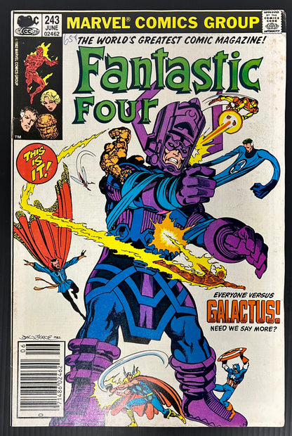🔑 FANTASTIC FOUR #243 [MARVEL COMICS] NEWSSTAND *ICONIC COVER ART* 1982 VG