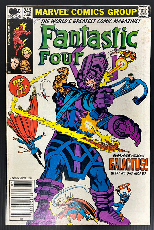 🔑 FANTASTIC FOUR #243 [MARVEL COMICS] NEWSSTAND *ICONIC COVER ART* 1982 VG