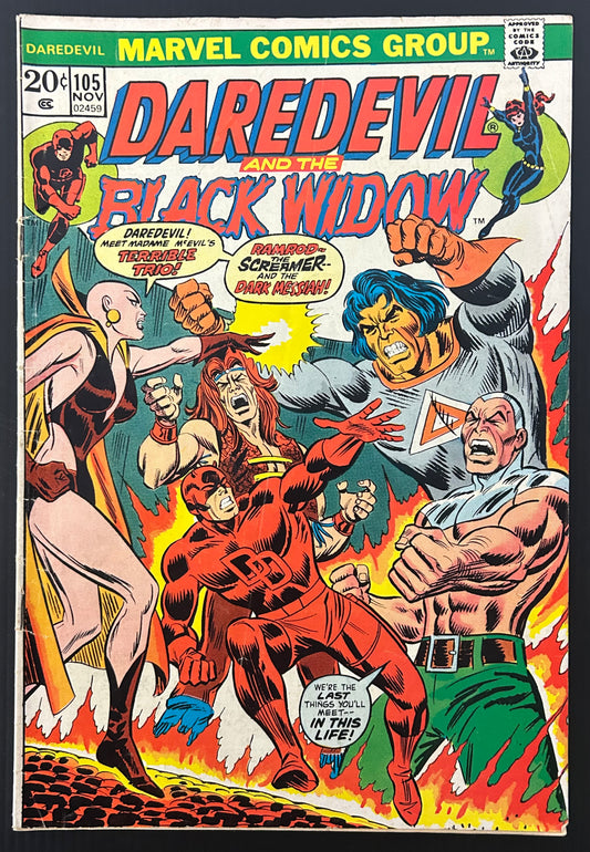 🔑 DAREDEVIL #105 [MARVEL COMICS] DIRECT *1ST APP. & OIRGIN MOONDRAGON 1973 VG+
